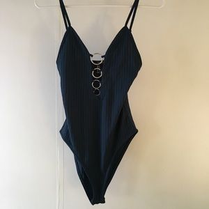 Dark Blue Ribbed Body Suit